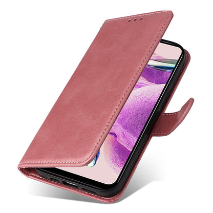 For Xiaomi Redmi Note 12S 4G Anti-Scratch PU Leather Wallet Cover Calf Texture Stand Case with Strap