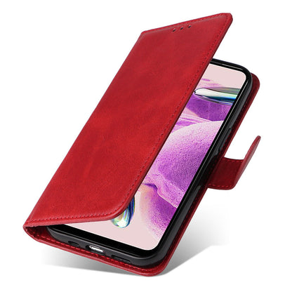 For Xiaomi Redmi Note 12S 4G Anti-Scratch PU Leather Wallet Cover Calf Texture Stand Case with Strap