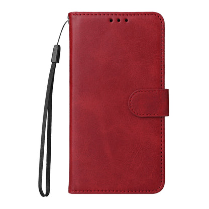 For Xiaomi Redmi Note 12S 4G Anti-Scratch PU Leather Wallet Cover Calf Texture Stand Case with Strap
