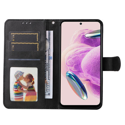 For Xiaomi Redmi Note 12S 4G Anti-Scratch PU Leather Wallet Cover Calf Texture Stand Case with Strap