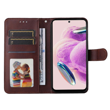 For Xiaomi Redmi Note 12S 4G Anti-Scratch PU Leather Wallet Cover Calf Texture Stand Case with Strap