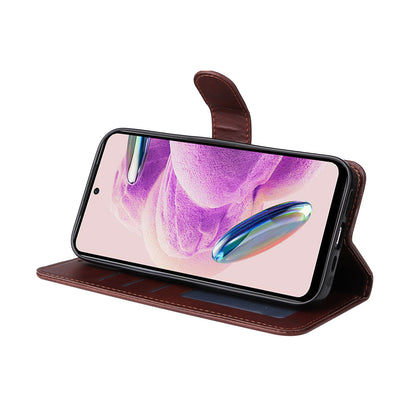 For Xiaomi Redmi Note 12S 4G Anti-Scratch PU Leather Wallet Cover Calf Texture Stand Case with Strap