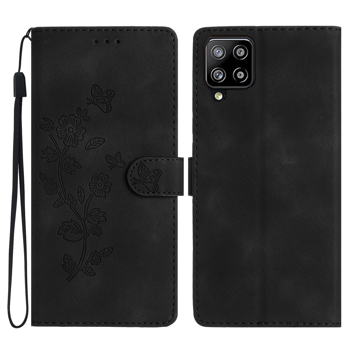 For Samsung Galaxy M53 5G Anti-drop Phone Case Imprinted Flower Wallet Stand Leather Cellphone Cover