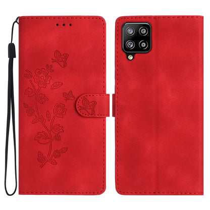 For Samsung Galaxy M53 5G Anti-drop Phone Case Imprinted Flower Wallet Stand Leather Cellphone Cover