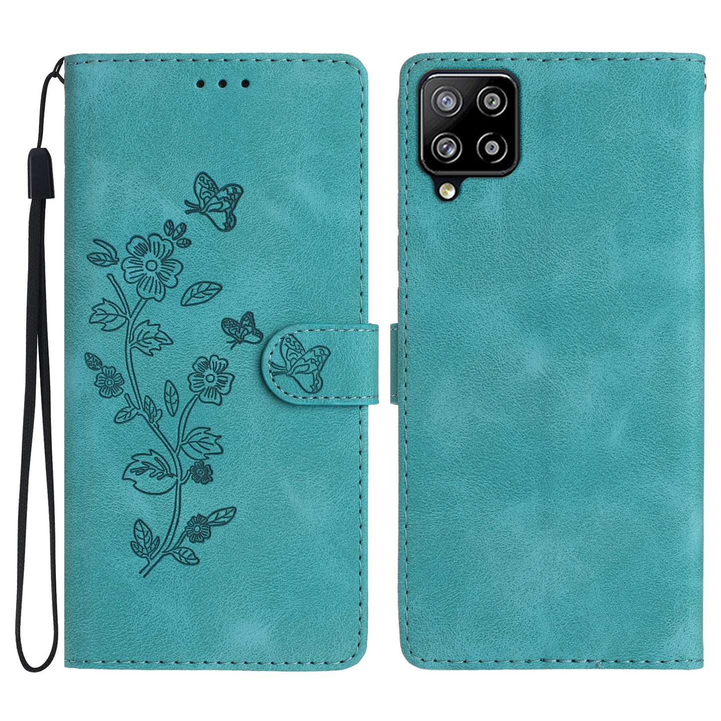 For Samsung Galaxy M53 5G Anti-drop Phone Case Imprinted Flower Wallet Stand Leather Cellphone Cover