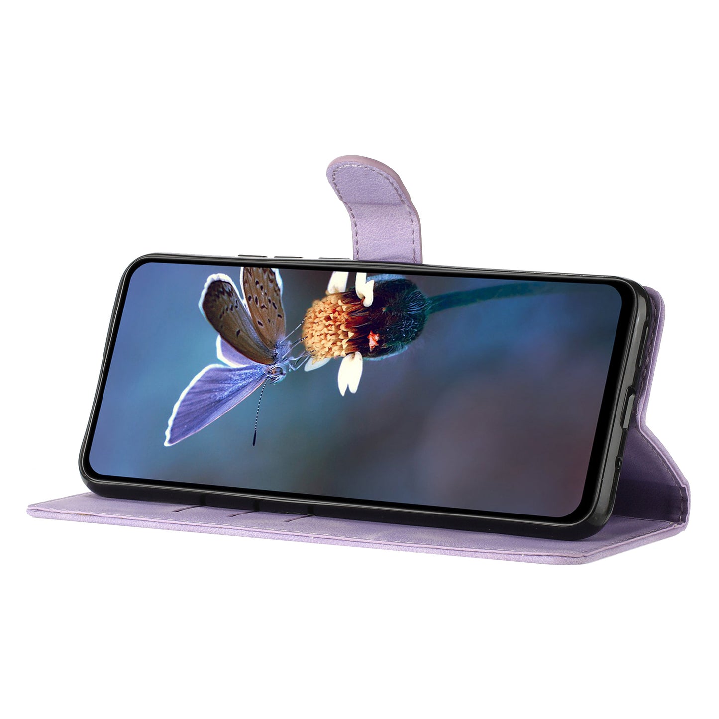 For Samsung Galaxy M53 5G Anti-drop Phone Case Imprinted Flower Wallet Stand Leather Cellphone Cover