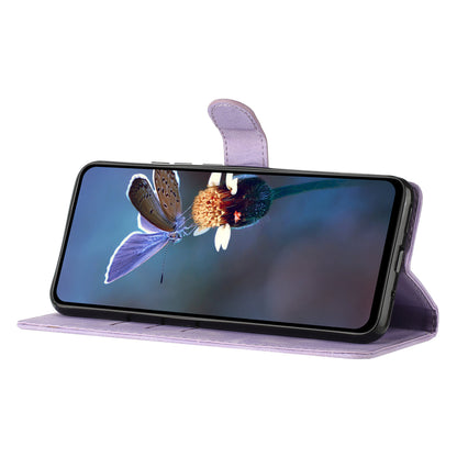 For Samsung Galaxy M53 5G Anti-drop Phone Case Imprinted Flower Wallet Stand Leather Cellphone Cover