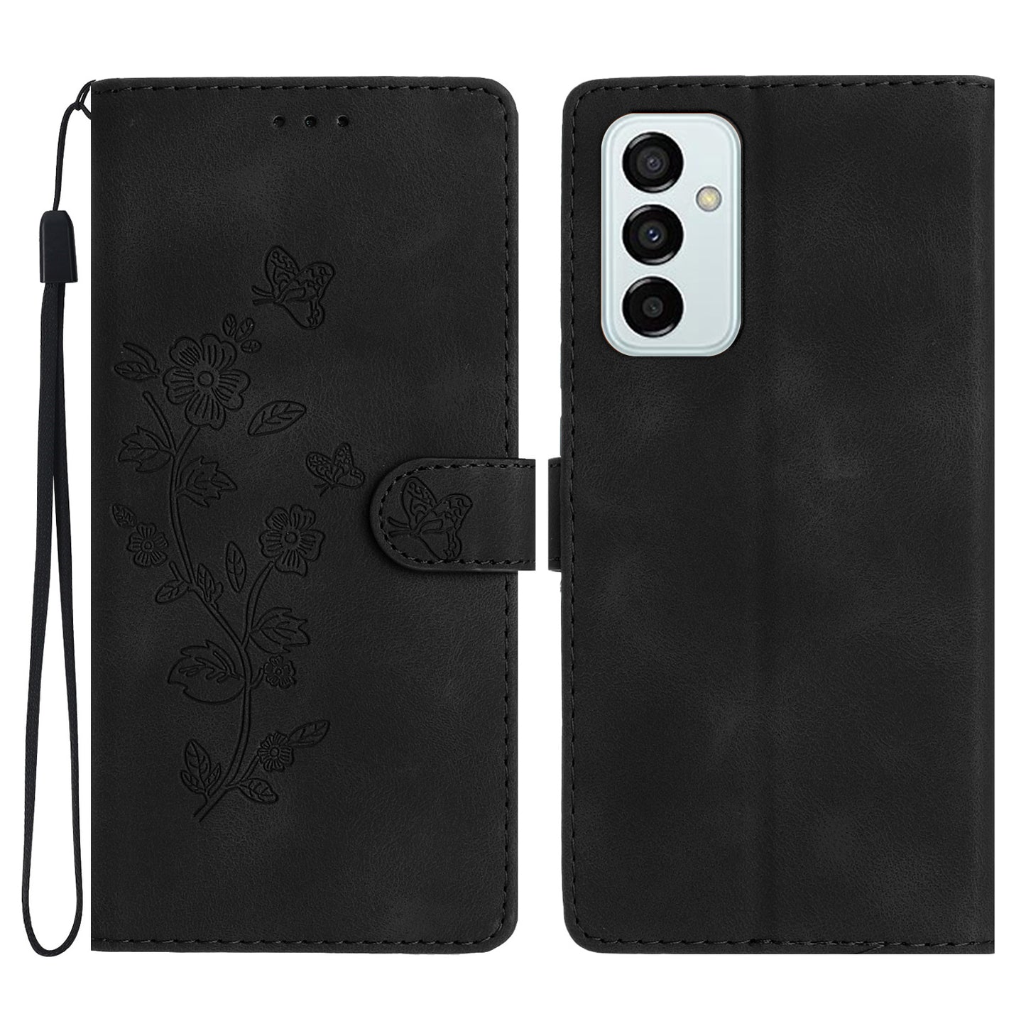 For Samsung Galaxy M52 5G Anti-drop Imprinted Flower Phone Case Wallet Stand Leather Cover