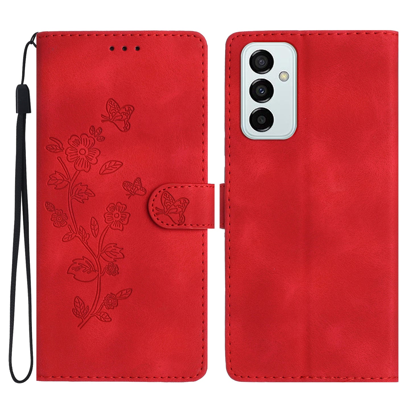 For Samsung Galaxy M52 5G Anti-drop Imprinted Flower Phone Case Wallet Stand Leather Cover