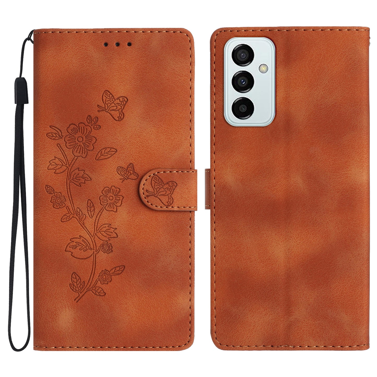 For Samsung Galaxy M52 5G Anti-drop Imprinted Flower Phone Case Wallet Stand Leather Cover