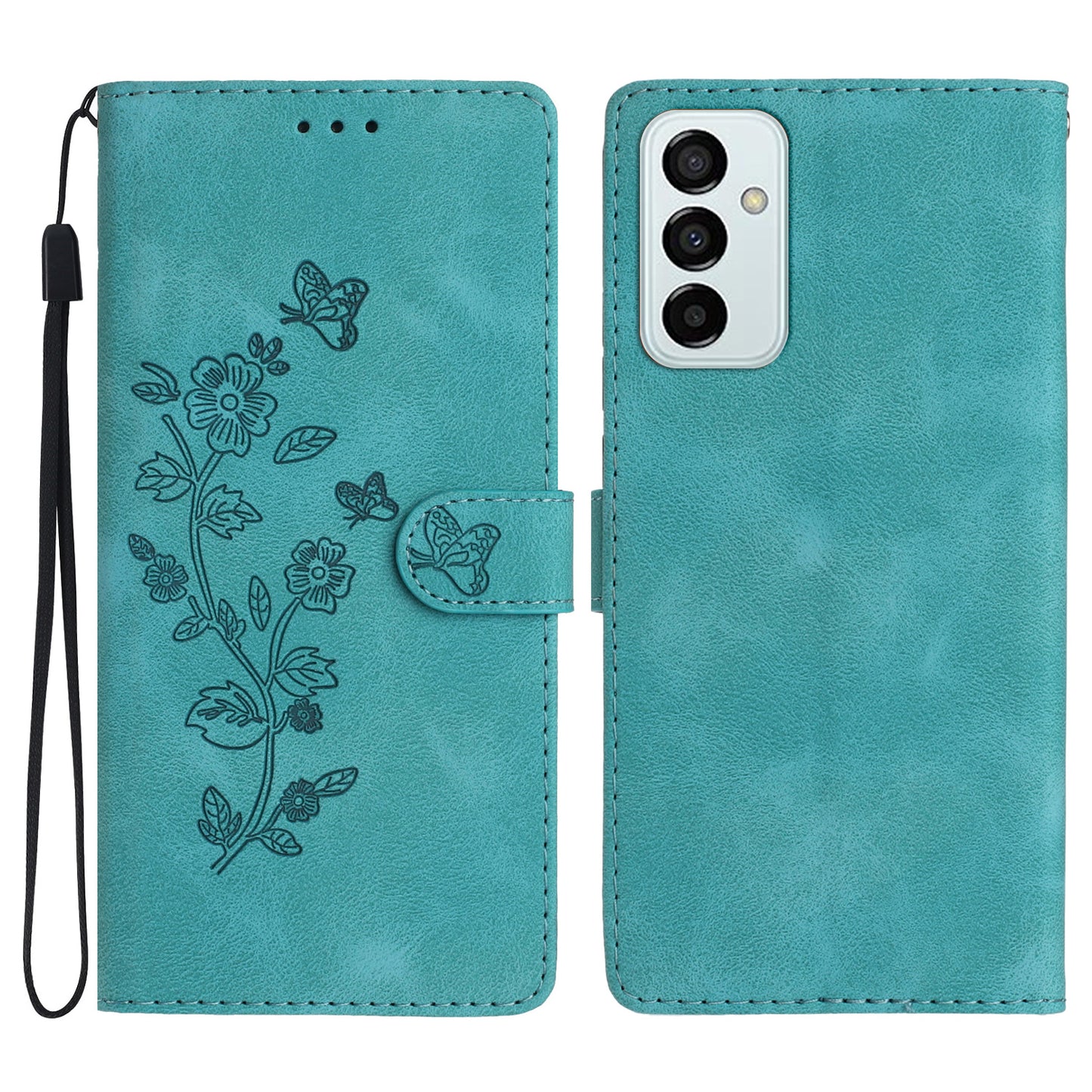 For Samsung Galaxy M52 5G Anti-drop Imprinted Flower Phone Case Wallet Stand Leather Cover