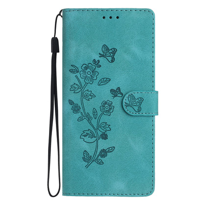 For Samsung Galaxy M52 5G Anti-drop Imprinted Flower Phone Case Wallet Stand Leather Cover