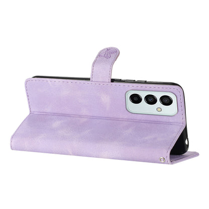 For Samsung Galaxy M52 5G Anti-drop Imprinted Flower Phone Case Wallet Stand Leather Cover