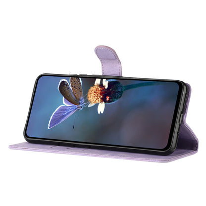 For Samsung Galaxy M52 5G Anti-drop Imprinted Flower Phone Case Wallet Stand Leather Cover