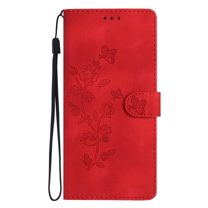 Leather Cellphone Cover for Samsung Galaxy M32 (Global Version) 4G Imprinted Flower Wallet Stand Phone Case