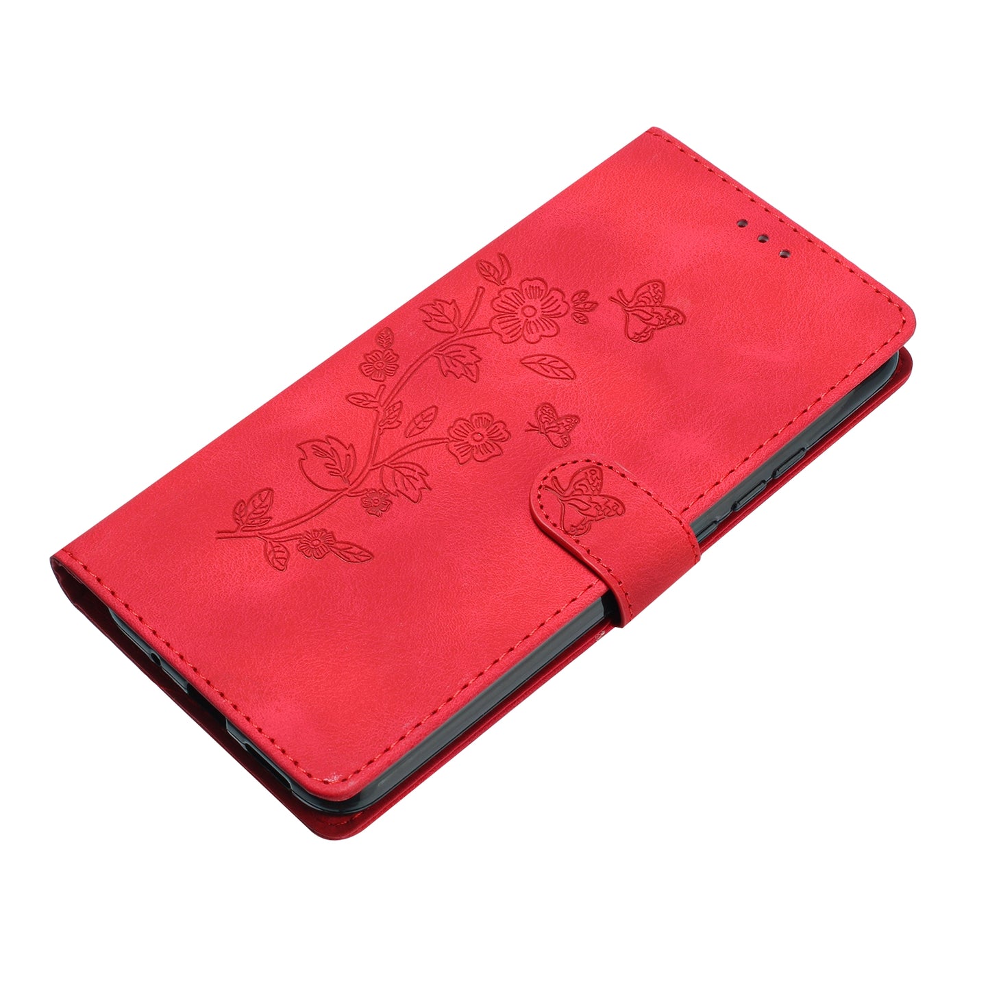 Leather Cellphone Cover for Samsung Galaxy M32 (Global Version) 4G Imprinted Flower Wallet Stand Phone Case