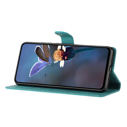 Leather Cellphone Cover for Samsung Galaxy M32 (Global Version) 4G Imprinted Flower Wallet Stand Phone Case