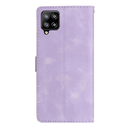 Leather Cellphone Cover for Samsung Galaxy M32 (Global Version) 4G Imprinted Flower Wallet Stand Phone Case