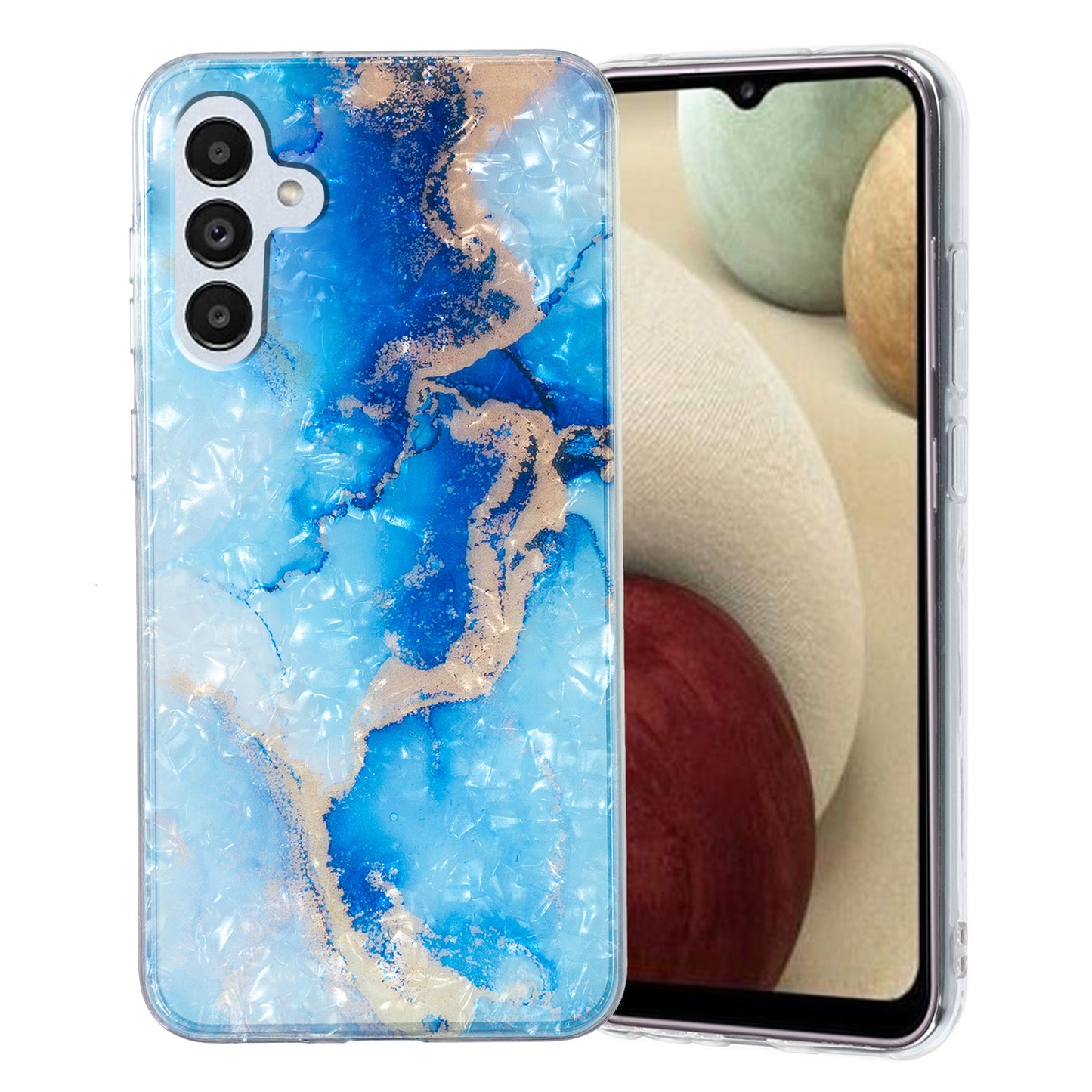 For Samsung Galaxy A04s 4G (164.7 x 76.7 x 9.1 mm) TPU Phone Case IMD Marble Flower Shell Pattern Cover