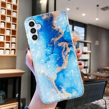 For Samsung Galaxy A04s 4G (164.7 x 76.7 x 9.1 mm) TPU Phone Case IMD Marble Flower Shell Pattern Cover