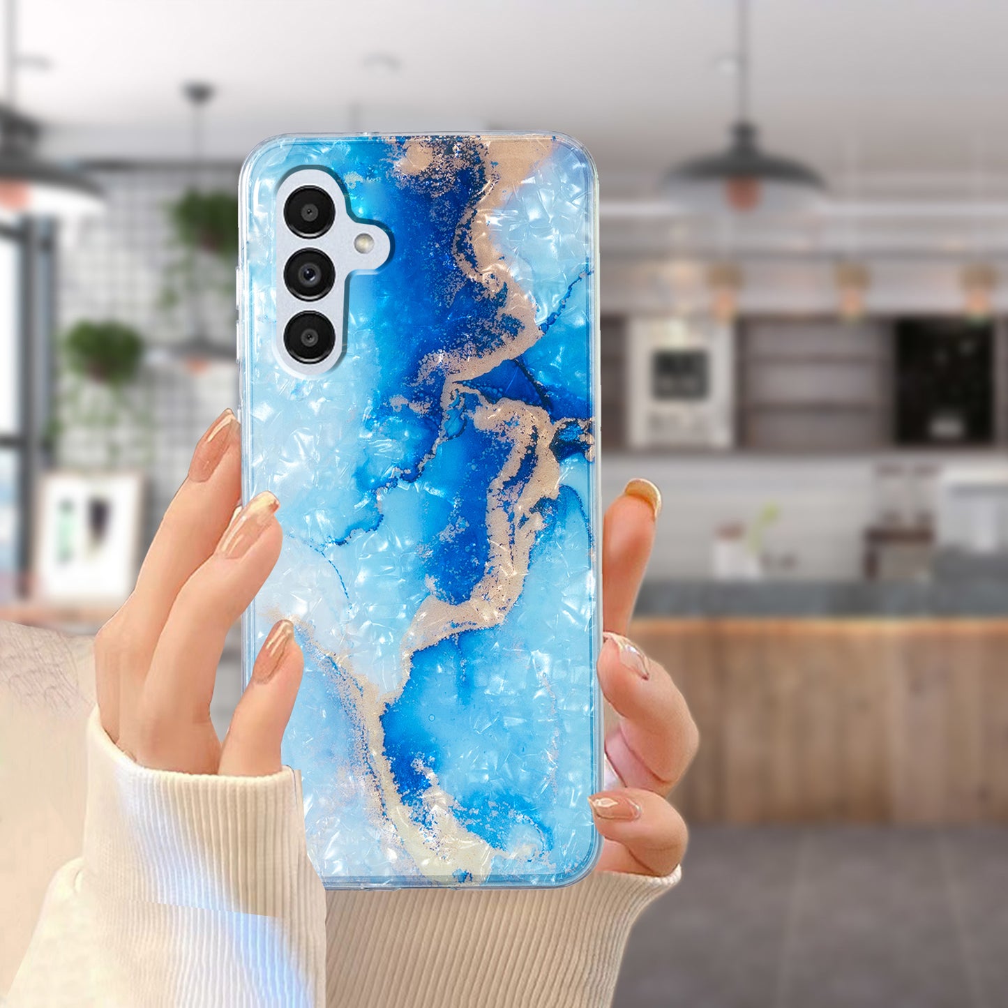 For Samsung Galaxy A04s 4G (164.7 x 76.7 x 9.1 mm) TPU Phone Case IMD Marble Flower Shell Pattern Cover