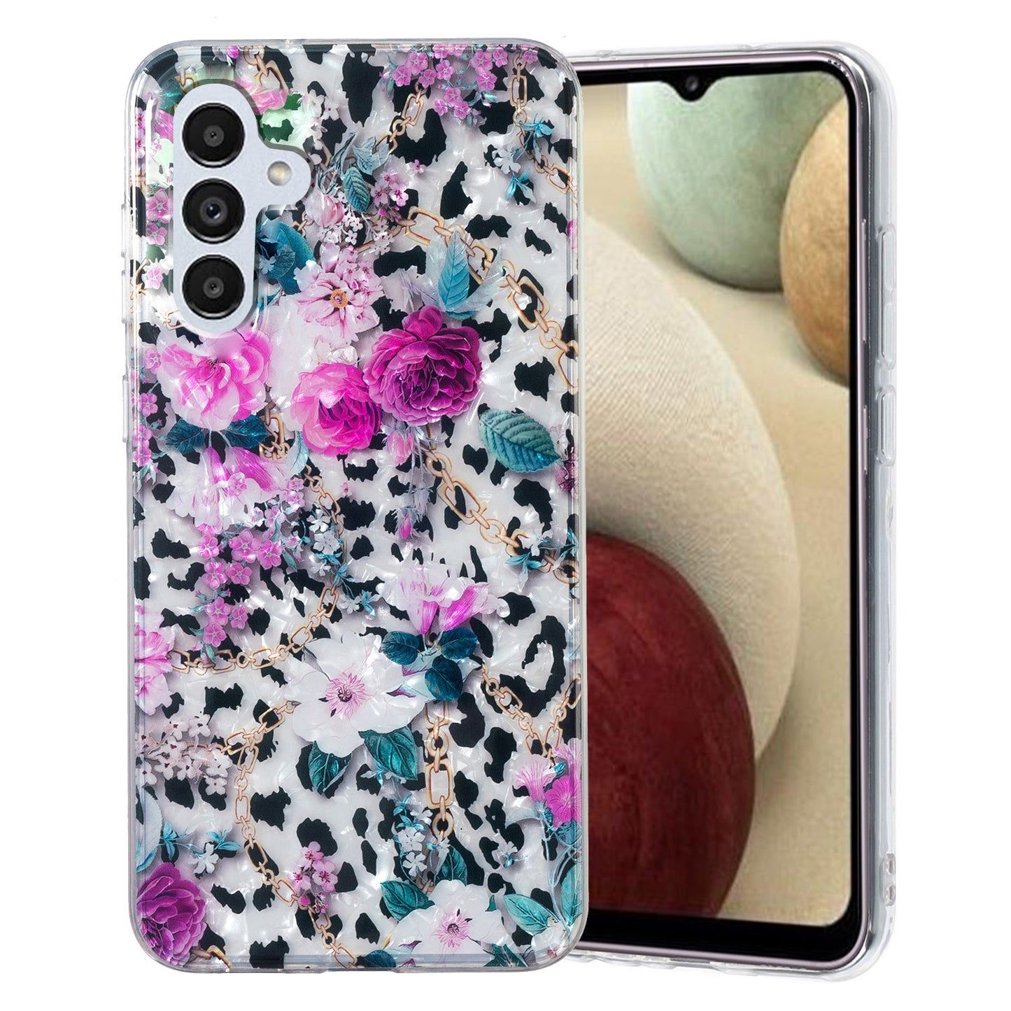 For Samsung Galaxy A04s 4G (164.7 x 76.7 x 9.1 mm) TPU Phone Case IMD Marble Flower Shell Pattern Cover