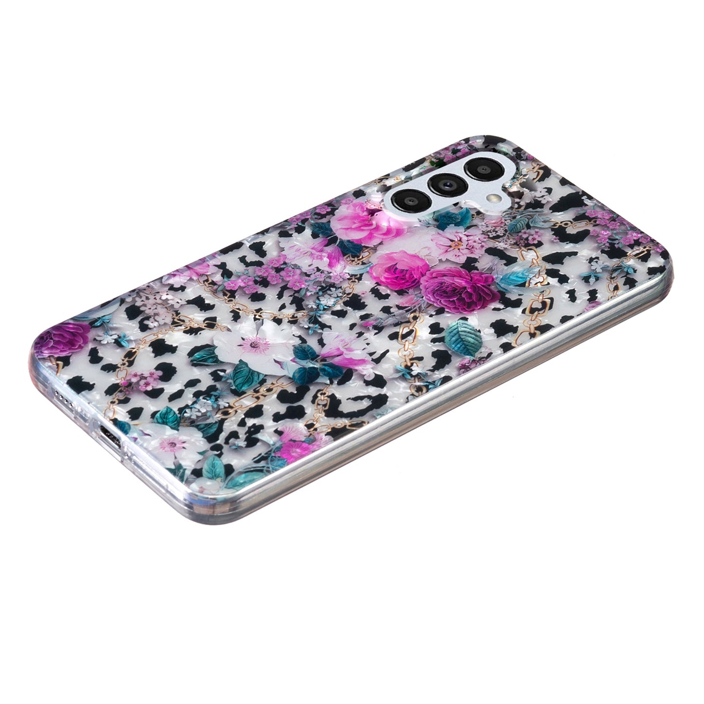For Samsung Galaxy A04s 4G (164.7 x 76.7 x 9.1 mm) TPU Phone Case IMD Marble Flower Shell Pattern Cover