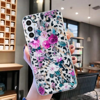 For Samsung Galaxy A04s 4G (164.7 x 76.7 x 9.1 mm) TPU Phone Case IMD Marble Flower Shell Pattern Cover