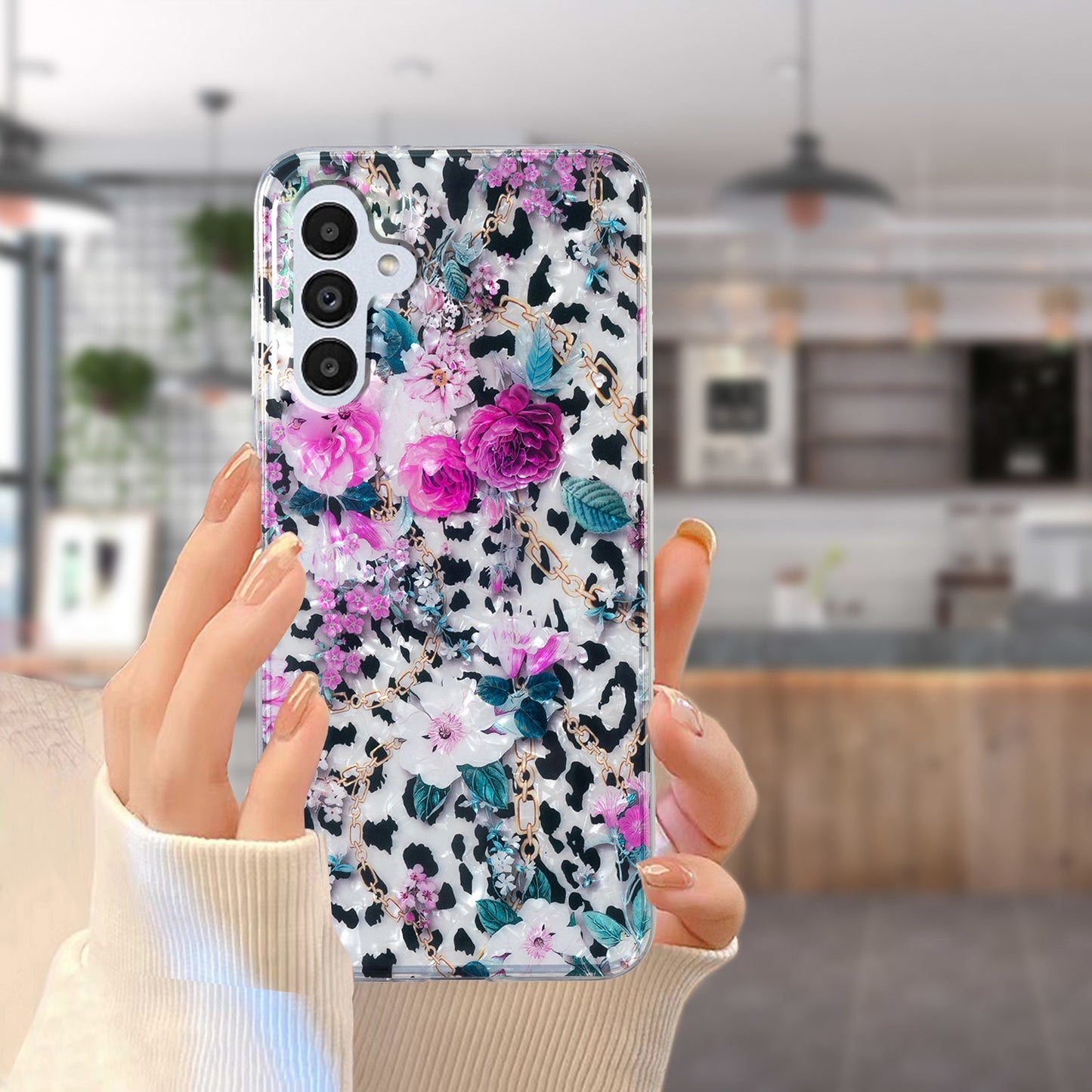 For Samsung Galaxy A04s 4G (164.7 x 76.7 x 9.1 mm) TPU Phone Case IMD Marble Flower Shell Pattern Cover