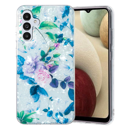 For Samsung Galaxy A04s 4G (164.7 x 76.7 x 9.1 mm) TPU Phone Case IMD Marble Flower Shell Pattern Cover