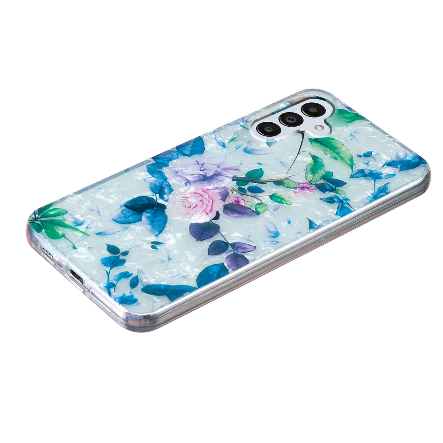 For Samsung Galaxy A04s 4G (164.7 x 76.7 x 9.1 mm) TPU Phone Case IMD Marble Flower Shell Pattern Cover