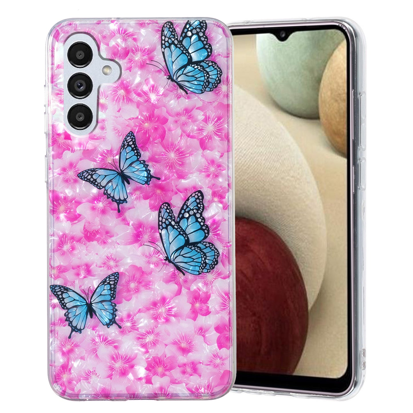 For Samsung Galaxy A04s 4G (164.7 x 76.7 x 9.1 mm) TPU Phone Case IMD Marble Flower Shell Pattern Cover