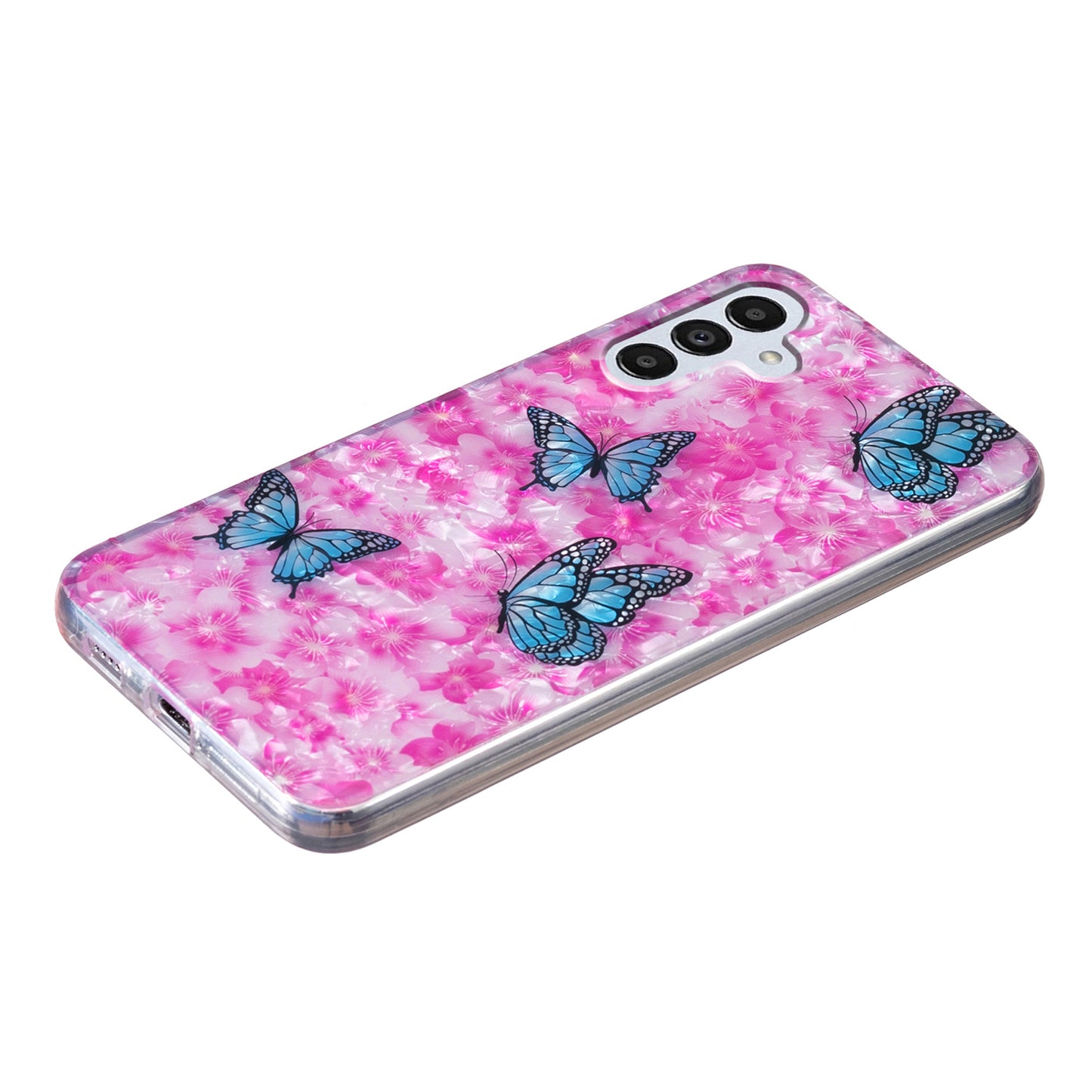 For Samsung Galaxy A04s 4G (164.7 x 76.7 x 9.1 mm) TPU Phone Case IMD Marble Flower Shell Pattern Cover
