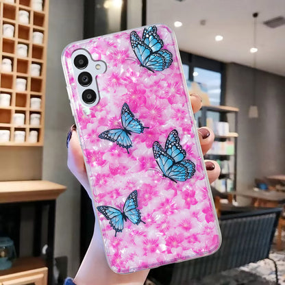 For Samsung Galaxy A04s 4G (164.7 x 76.7 x 9.1 mm) TPU Phone Case IMD Marble Flower Shell Pattern Cover