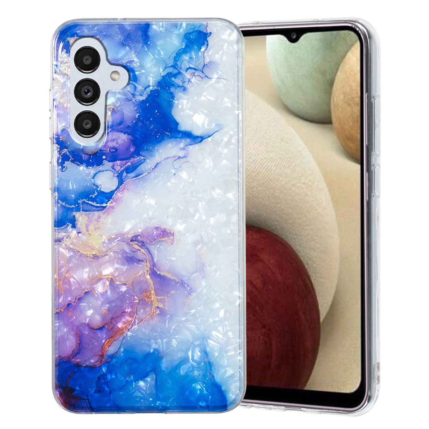 For Samsung Galaxy A04s 4G (164.7 x 76.7 x 9.1 mm) TPU Phone Case IMD Marble Flower Shell Pattern Cover