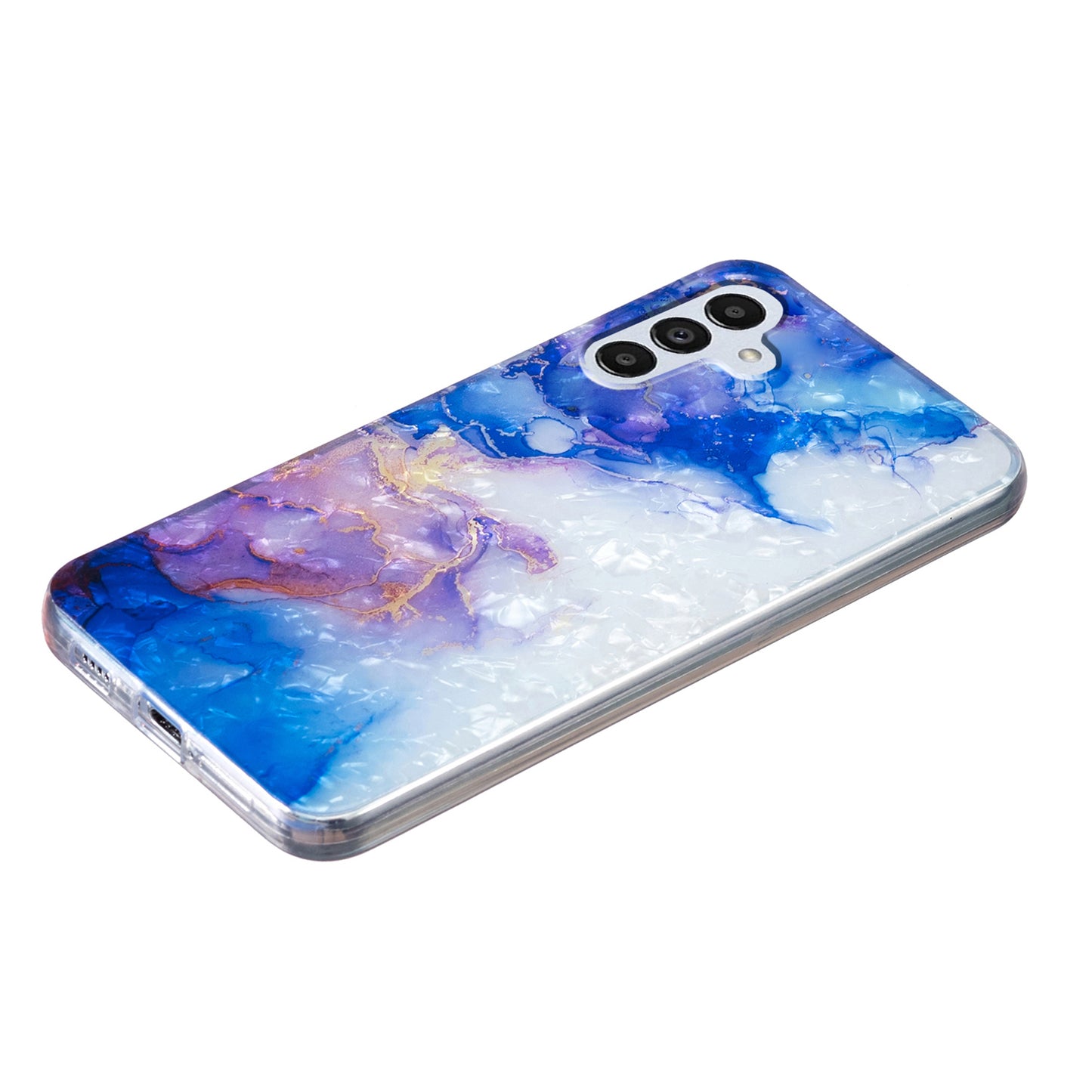 For Samsung Galaxy A04s 4G (164.7 x 76.7 x 9.1 mm) TPU Phone Case IMD Marble Flower Shell Pattern Cover