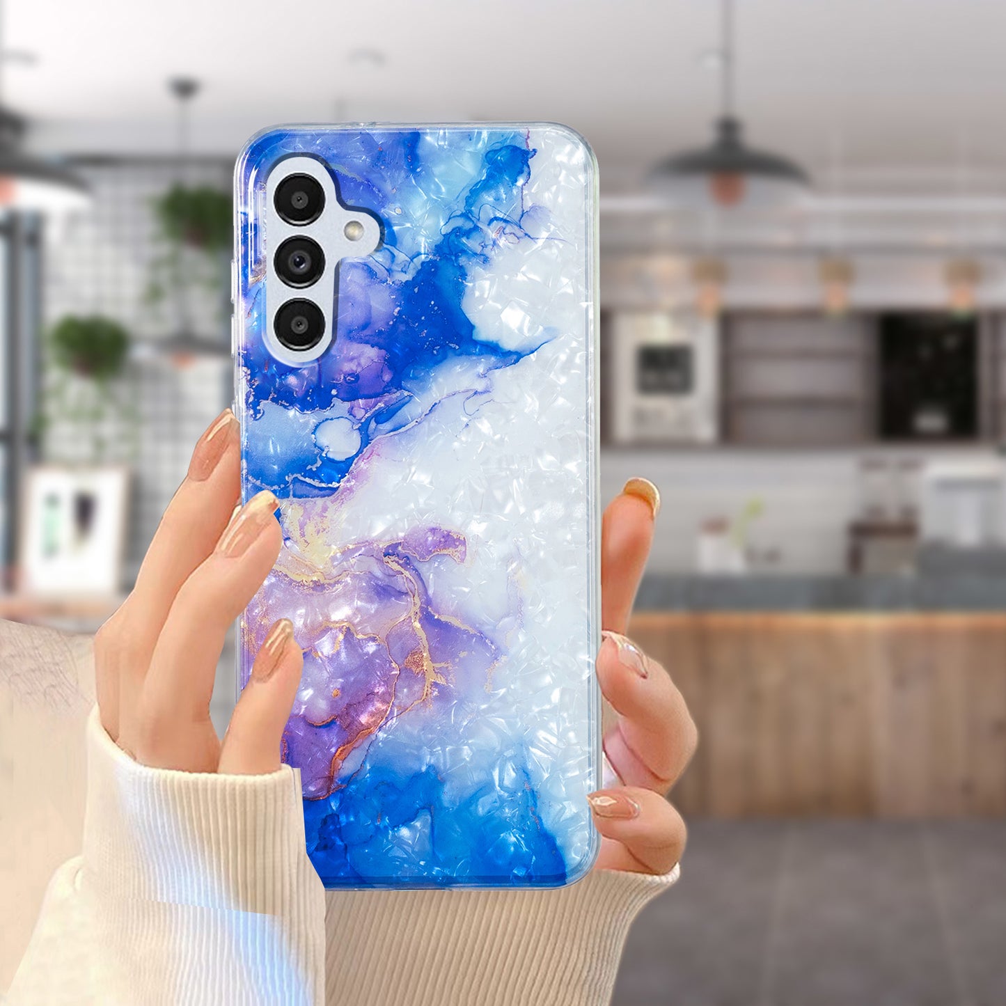 For Samsung Galaxy A04s 4G (164.7 x 76.7 x 9.1 mm) TPU Phone Case IMD Marble Flower Shell Pattern Cover