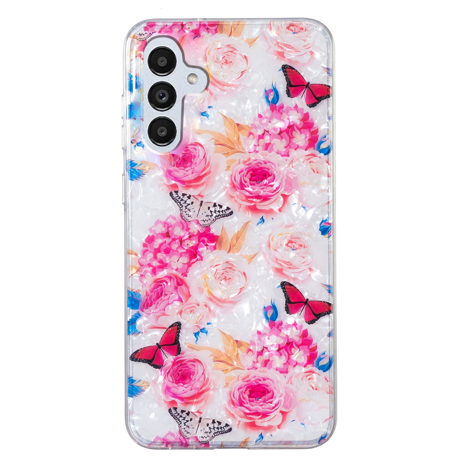 For Samsung Galaxy A04s 4G (164.7 x 76.7 x 9.1 mm) TPU Phone Case IMD Marble Flower Shell Pattern Cover