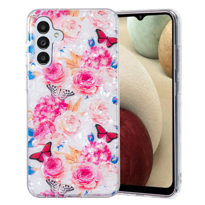 For Samsung Galaxy A04s 4G (164.7 x 76.7 x 9.1 mm) TPU Phone Case IMD Marble Flower Shell Pattern Cover