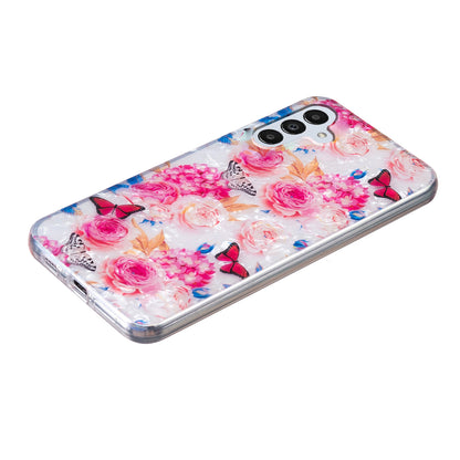 For Samsung Galaxy A04s 4G (164.7 x 76.7 x 9.1 mm) TPU Phone Case IMD Marble Flower Shell Pattern Cover