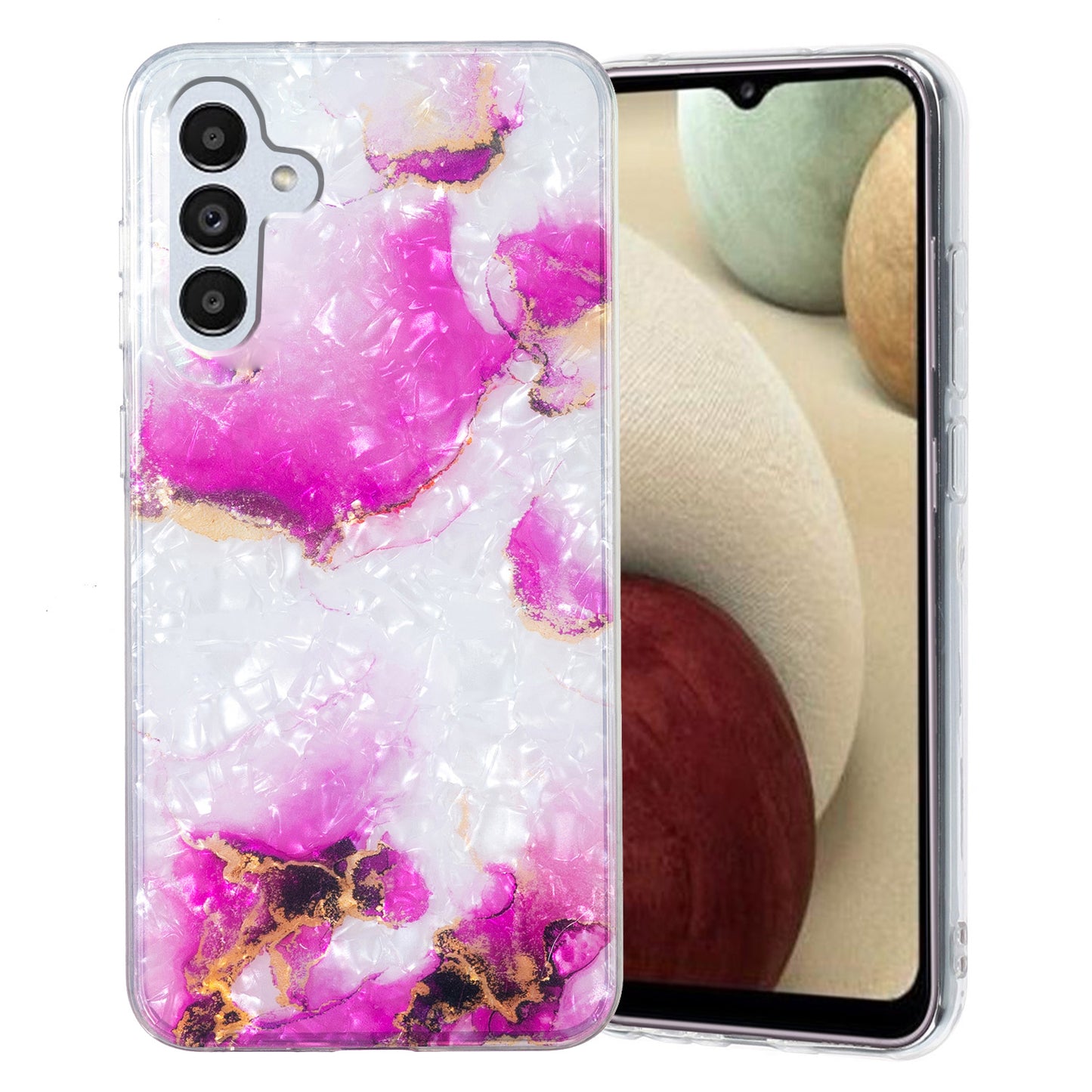 For Samsung Galaxy A04s 4G (164.7 x 76.7 x 9.1 mm) TPU Phone Case IMD Marble Flower Shell Pattern Cover