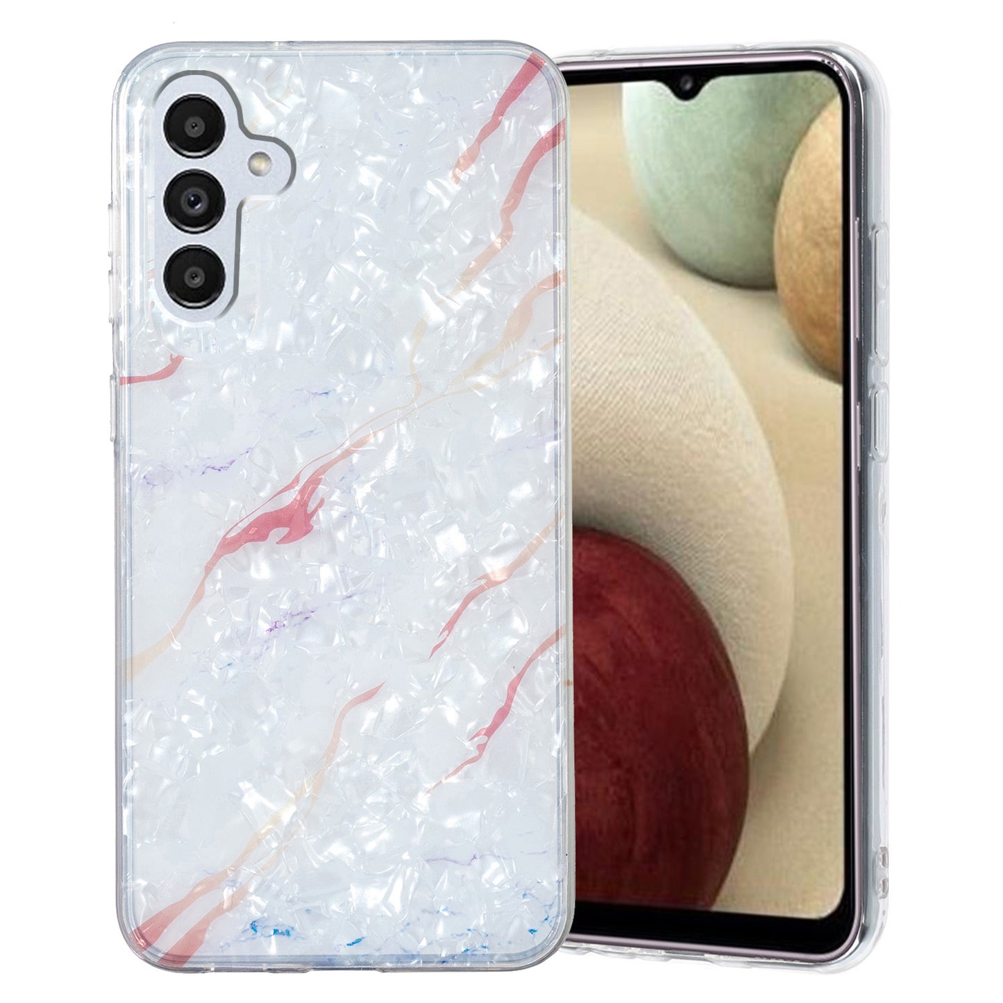 For Samsung Galaxy A04s 4G (164.7 x 76.7 x 9.1 mm) TPU Phone Case IMD Marble Flower Shell Pattern Cover