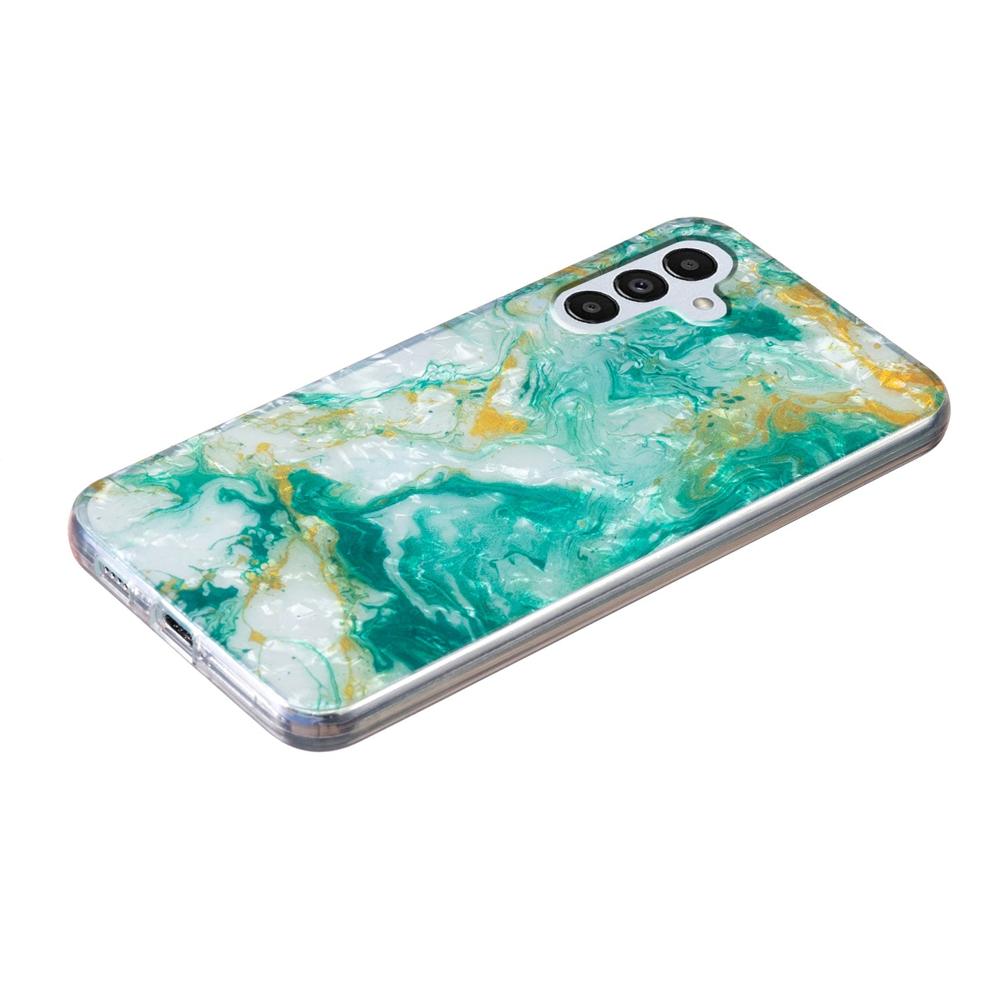 For Samsung Galaxy A04s 4G (164.7 x 76.7 x 9.1 mm) TPU Phone Case IMD Marble Flower Shell Pattern Cover