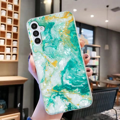 For Samsung Galaxy A04s 4G (164.7 x 76.7 x 9.1 mm) TPU Phone Case IMD Marble Flower Shell Pattern Cover