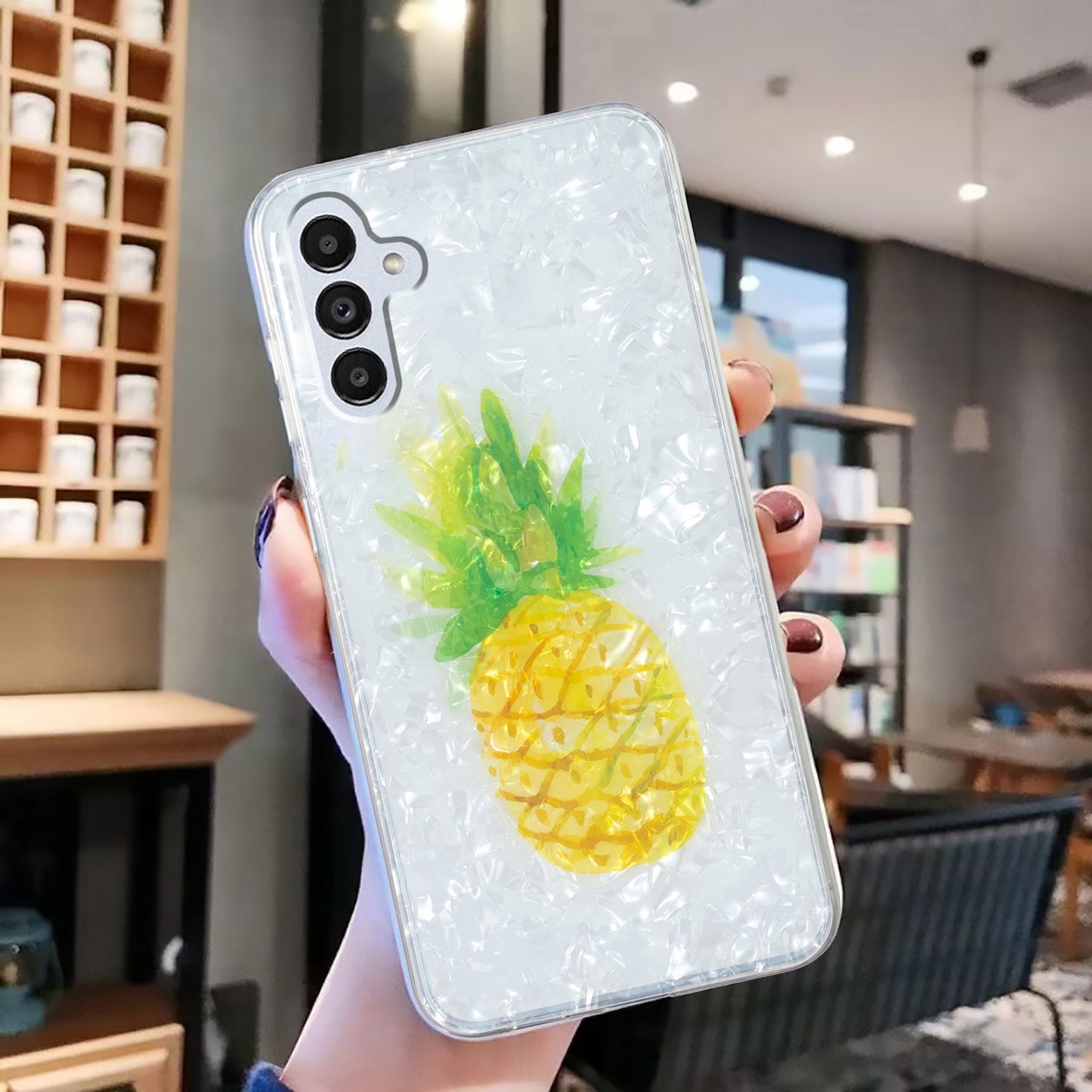 For Samsung Galaxy A04s 4G (164.7 x 76.7 x 9.1 mm) TPU Phone Case IMD Marble Flower Shell Pattern Cover