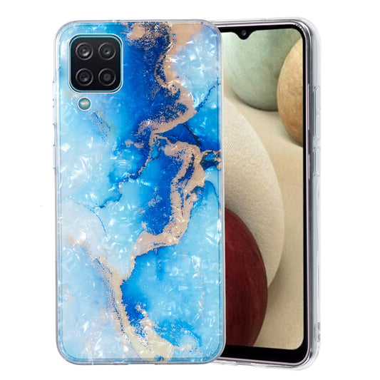 For Samsung Galaxy A12 IMD Design Soft TPU Phone Case Shell Pattern Marble Flower Cover