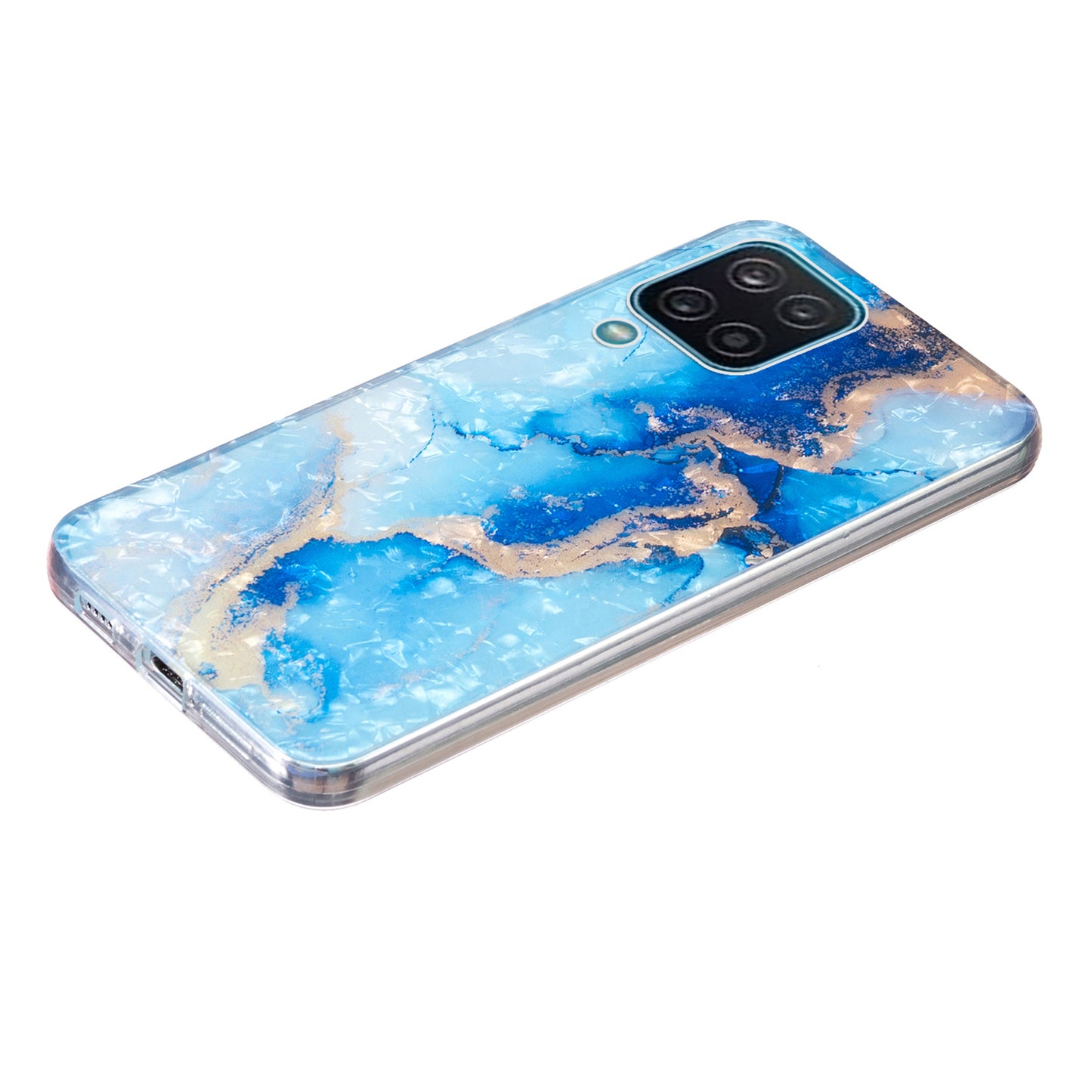 For Samsung Galaxy A12 IMD Design Soft TPU Phone Case Shell Pattern Marble Flower Cover