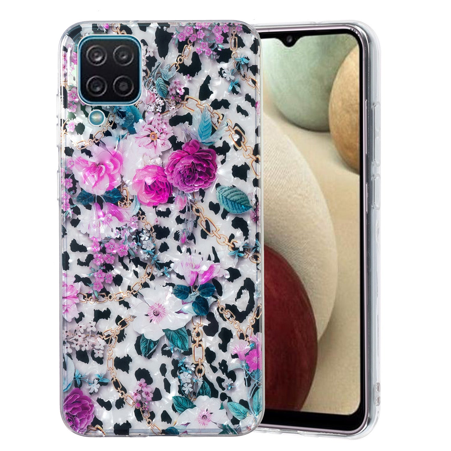 For Samsung Galaxy A12 IMD Design Soft TPU Phone Case Shell Pattern Marble Flower Cover