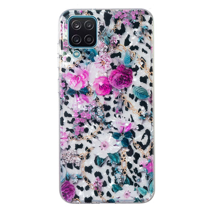 For Samsung Galaxy A12 IMD Design Soft TPU Phone Case Shell Pattern Marble Flower Cover