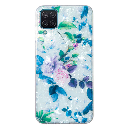For Samsung Galaxy A12 IMD Design Soft TPU Phone Case Shell Pattern Marble Flower Cover